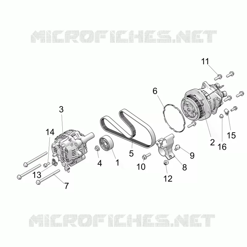 ENGINE, ALTERNADOR AND COMPRESSOR