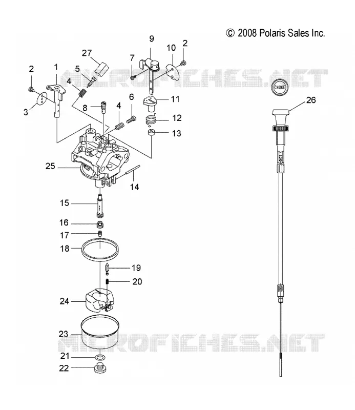MOTOR, CARBURADOR AND CHOKE CABLE