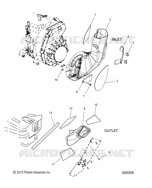 MOTOR, AIR INLET and OUTLET DUCTS