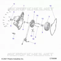 ENGINE, STATOR COVER AND FLYRUEDA