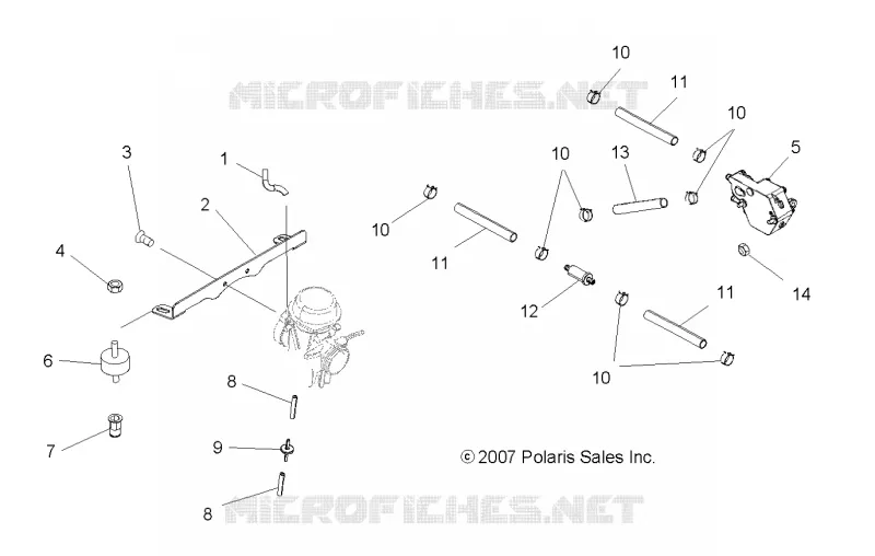 MOTOR, CARBURADOR MOUNTING AND GASOLINA LINES