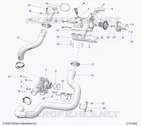 MOTOR, COOLANT PUMP AND THERMOSTAT