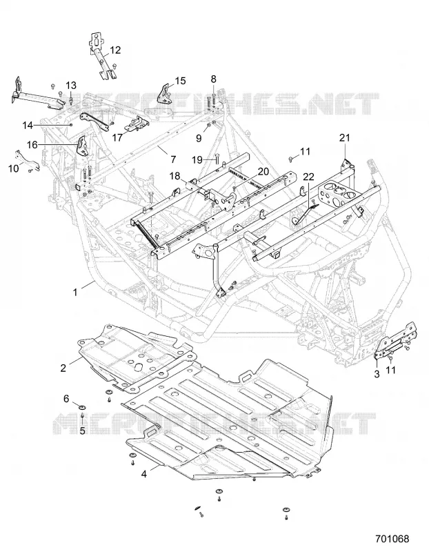 CHASSIS, MARCO PRINCIPAL AND SKID PLATE