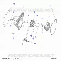 ENGINE, STATOR COVER AND FLYRUEDA
