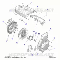 ENGINE, BLOWER HOUSING AND ARRANQUE DE RETROCESO