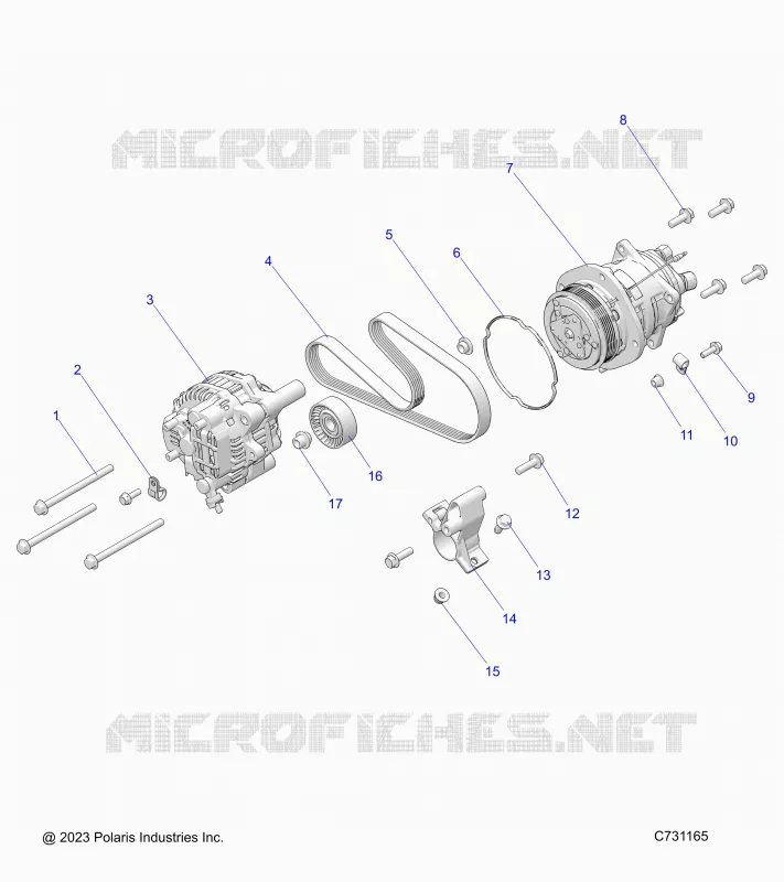 ENGINE, ALTERNADOR AND COMPRESSOR