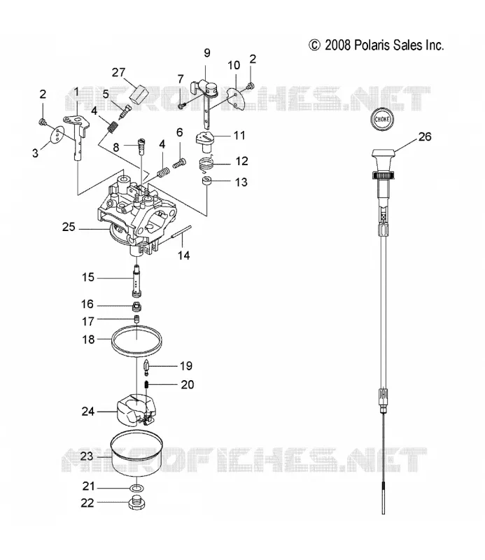 MOTOR, CARBURADOR AND CHOKE CABLE