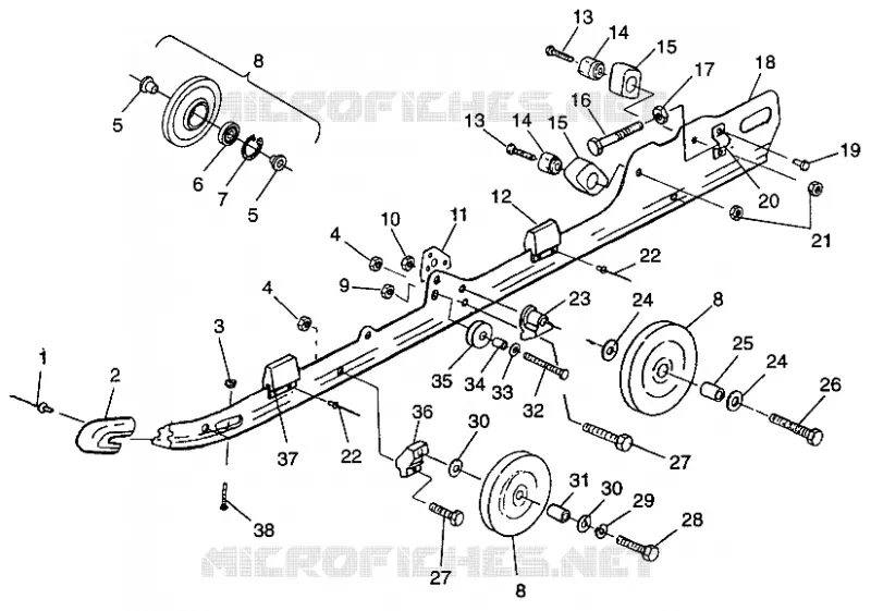 montaje en carril (SUSPENSION) 600 XCR 0975677, 600 XCR SE H975677 and EUROPEAN (4937963796B012)