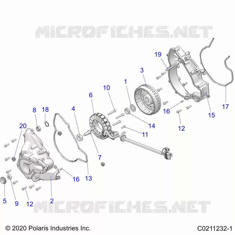 ENGINE, STATOR COVER AND FLYRUEDA