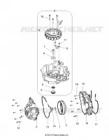 ENGINE, STATOR COVER AND FLYRUEDA