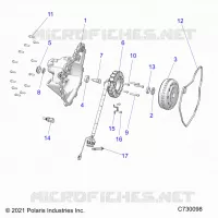 ENGINE, STATOR COVER AND FLYRUEDA