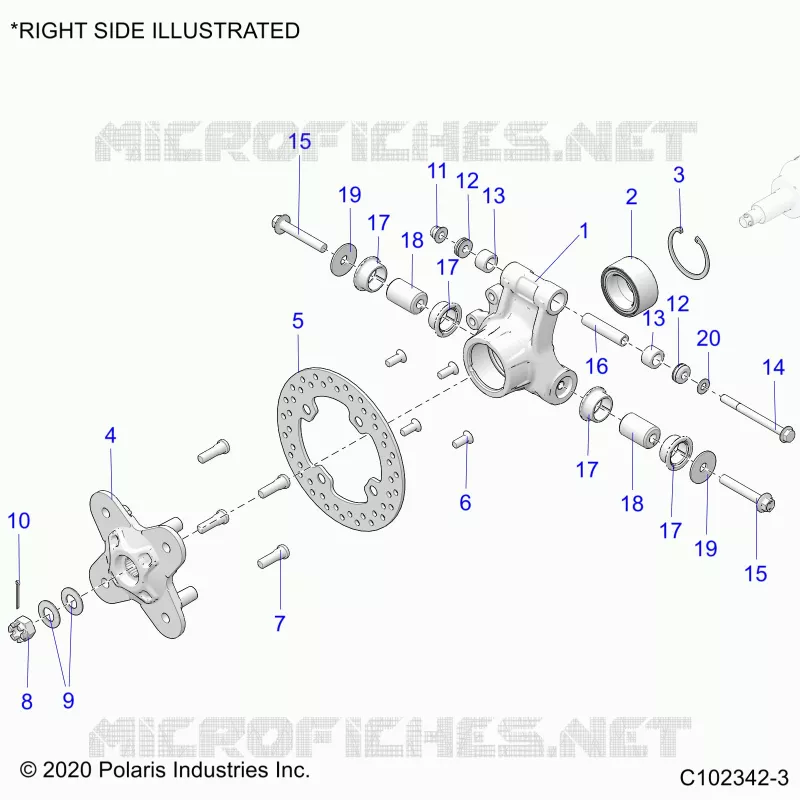 SUSPENSION TRASERA HUB, CARRIER AND BRAKE DISC