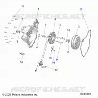 ENGINE, STATOR COVER AND FLYRUEDA