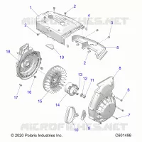 ENGINE, BLOWER HOUSING AND ARRANQUE DE RETROCESO
