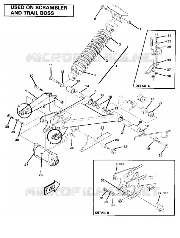 SWING ARM WELDMENT AND SHOCK TRASERO ASSEMBLY (4910981098032A)