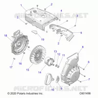 ENGINE, BLOWER HOUSING AND ARRANQUE DE RETROCESO