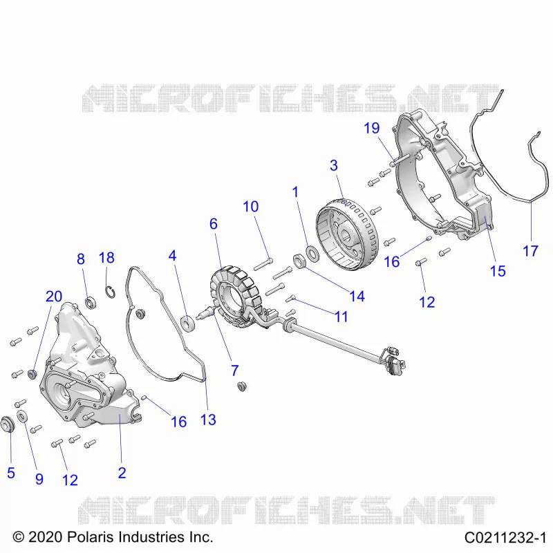 ENGINE, STATOR COVER AND FLYRUEDA