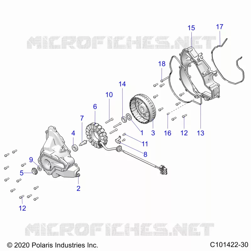 ENGINE, STATOR COVER AND FLYRUEDA