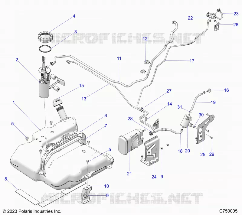 SISTEMA DE COMBUSTIBLE, EVAP FUEL TANK ASM.
