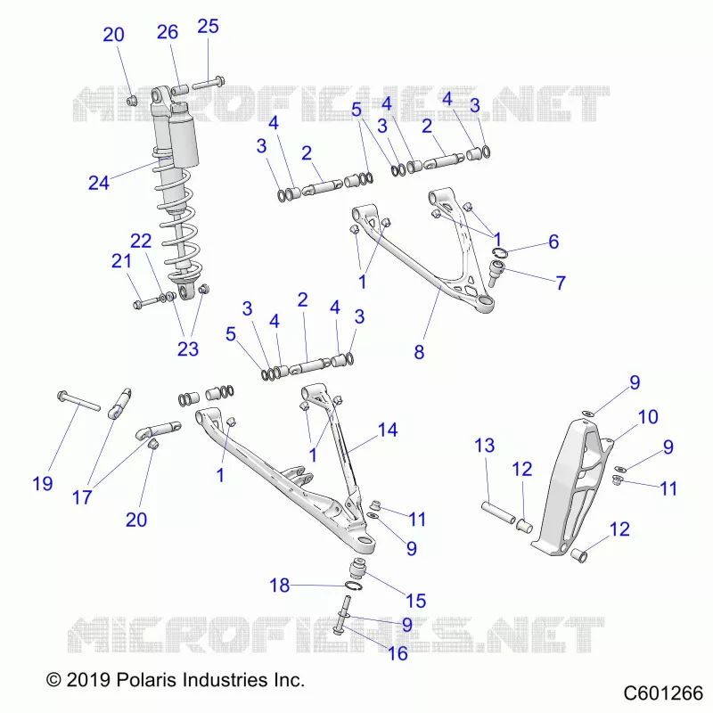 SUSPENSION, CONTROL ARMS, SPINDLE, AND SHOCK MNTG.
