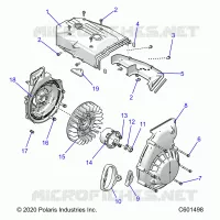 ENGINE, BLOWER HOUSING AND ARRANQUE DE RETROCESO
