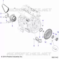 ENGINE, ALTERNADOR, FLYWHEEL, AND STARTER