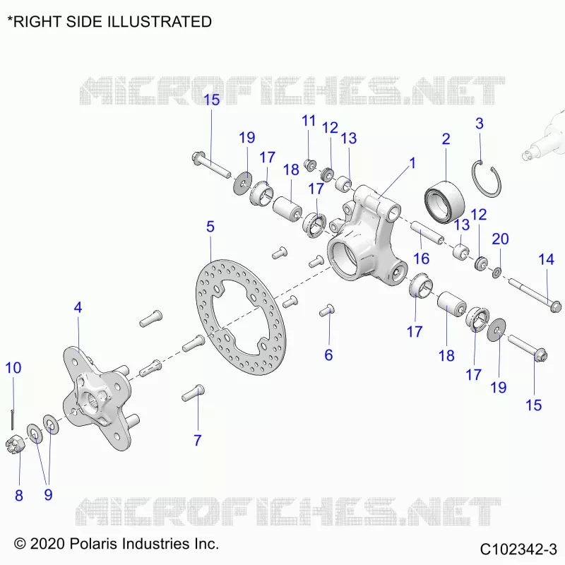 SUSPENSION TRASERA HUB, CARRIER AND BRAKE DISC