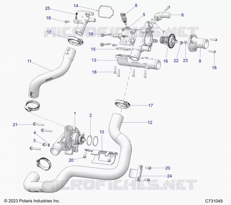MOTOR, COOLANT PUMP AND THERMOSTAT