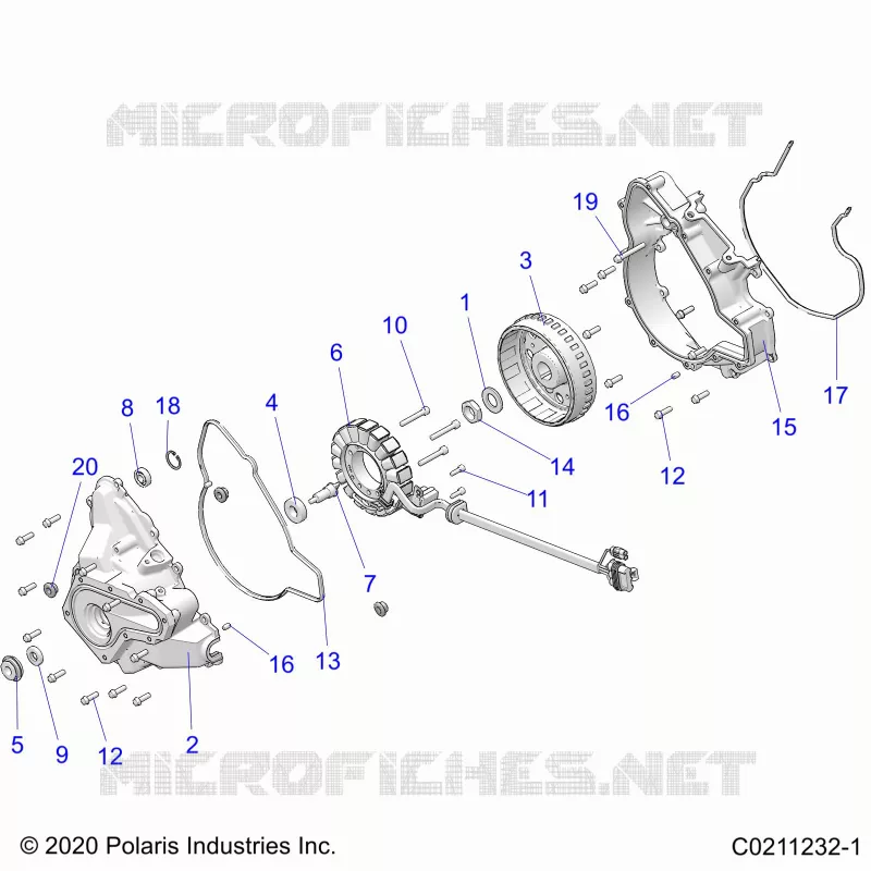 ENGINE, STATOR COVER AND FLYRUEDA