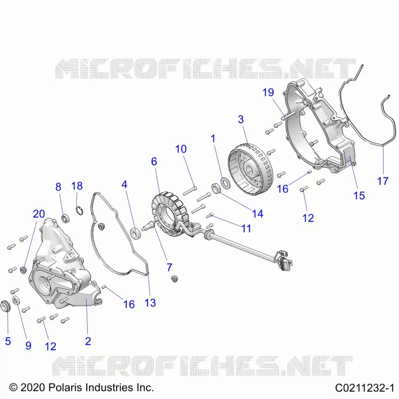 ENGINE, STATOR COVER AND FLYRUEDA
