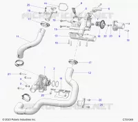 MOTOR, COOLANT PUMP AND THERMOSTAT