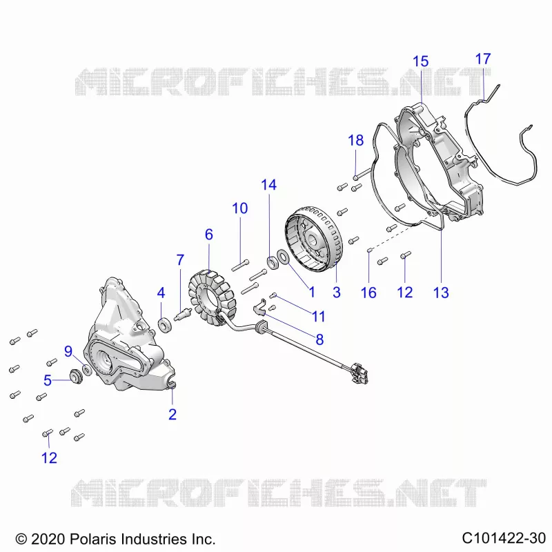 ENGINE, STATOR COVER AND FLYRUEDA