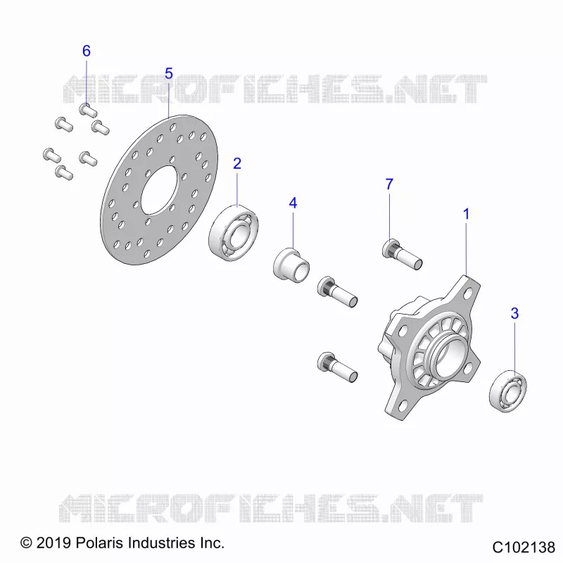 RUEDAS, FRONT HUB AND BRAKE DISK
