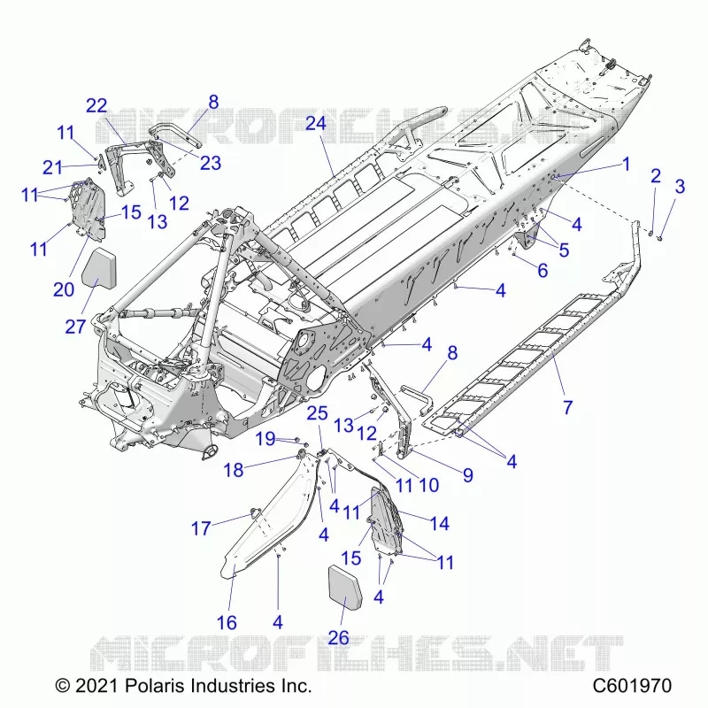 CHASSIS, PROTECCIÃ³N DEL EMBRAGUE, FOOTRESTS, AND RUNNING BOARDS