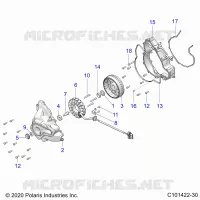 ENGINE, STATOR COVER AND FLYRUEDA