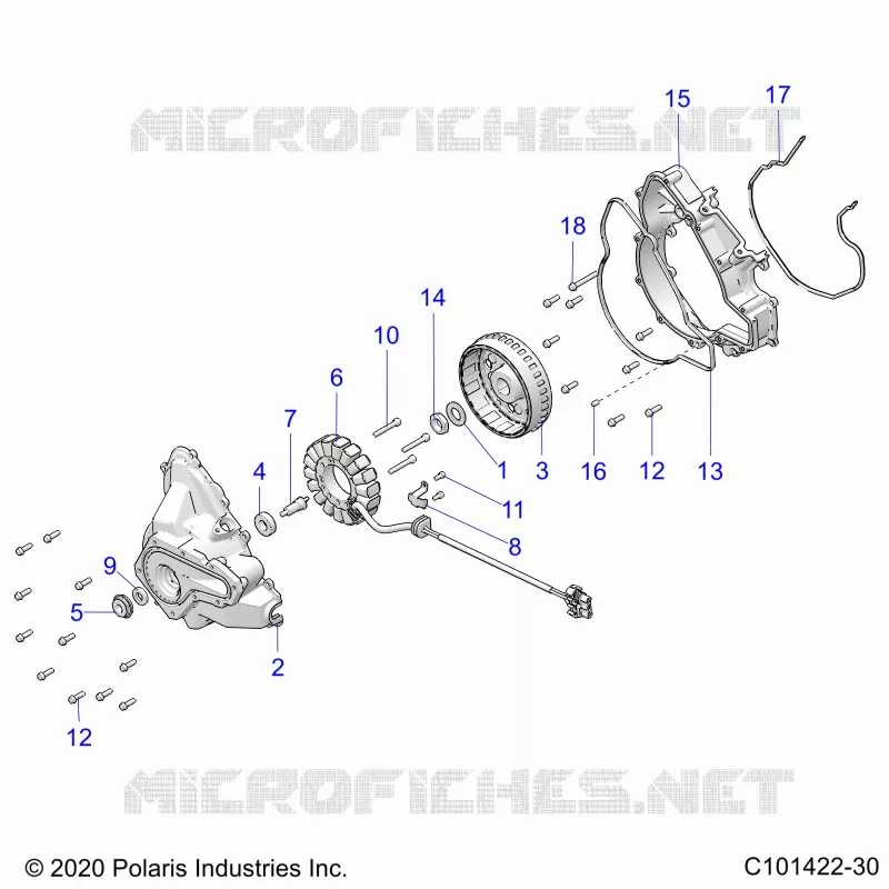 ENGINE, STATOR COVER AND FLYRUEDA