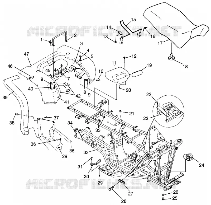 TRASERO CABINA Y ASIENTO SPORTSMAN 500 W969244 and SWEDISH SPORTSMAN 500 S969244 (4936093609A006)