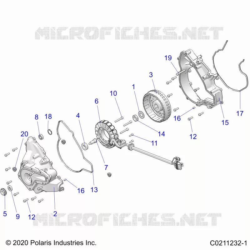 ENGINE, STATOR COVER AND FLYRUEDA