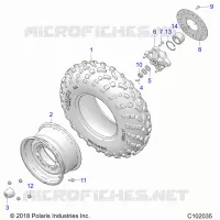 RUEDAS, FRONT TIRE AND BRAKE DISC