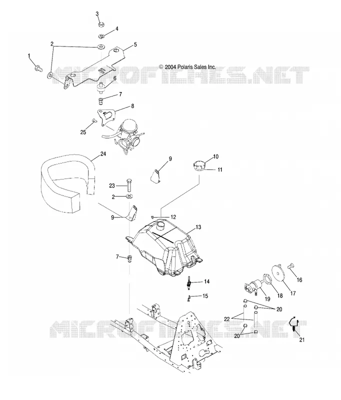 GASOLINA TANK AND CARBURADOR MOUNTING