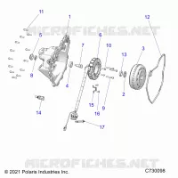 ENGINE, STATOR COVER AND FLYRUEDA