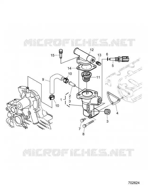 MOTOR, WATER FLANGE AND THERMOSTAT
