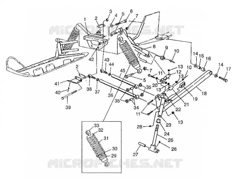 SUSPENSIÓN DELANTERA AND ESQUÍ 700 RMK 0970966, 700 SKS 0970566, AND EUROPEAN 700 (4938573857B001)