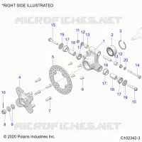 SUSPENSION TRASERA HUB, CARRIER AND BRAKE DISC