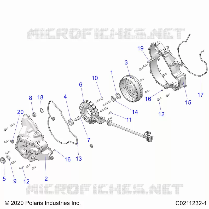 ENGINE, STATOR COVER AND FLYRUEDA