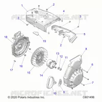 ENGINE, BLOWER HOUSING AND ARRANQUE DE RETROCESO