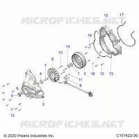 ENGINE, STATOR COVER AND FLYRUEDA