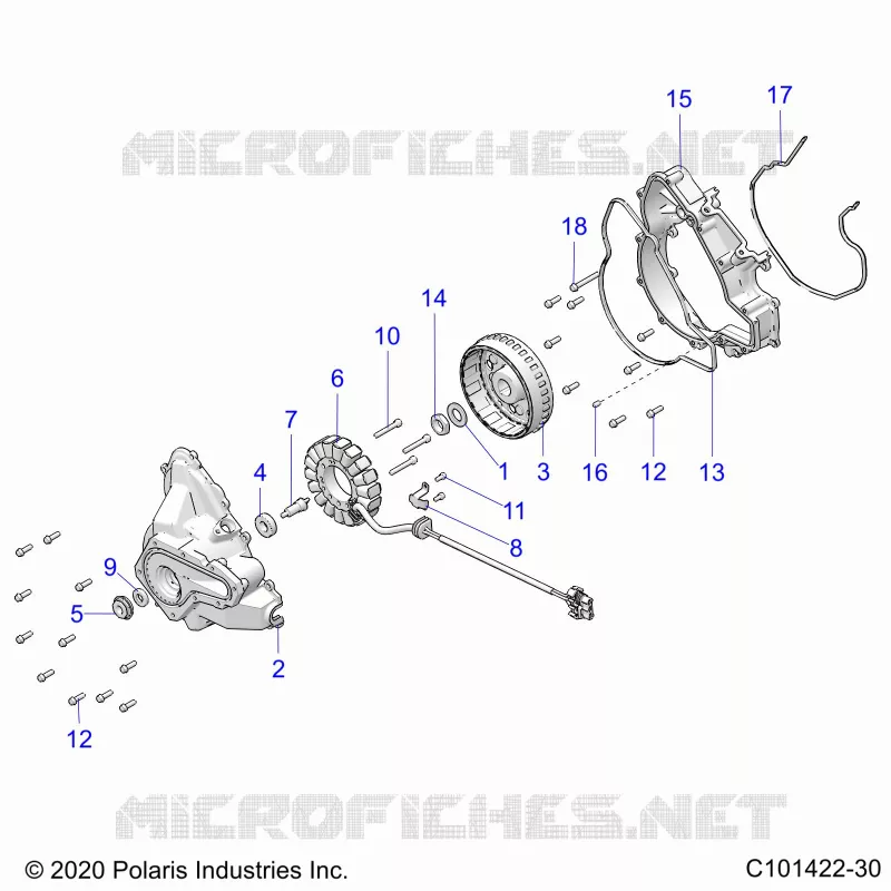 ENGINE, STATOR COVER AND FLYRUEDA