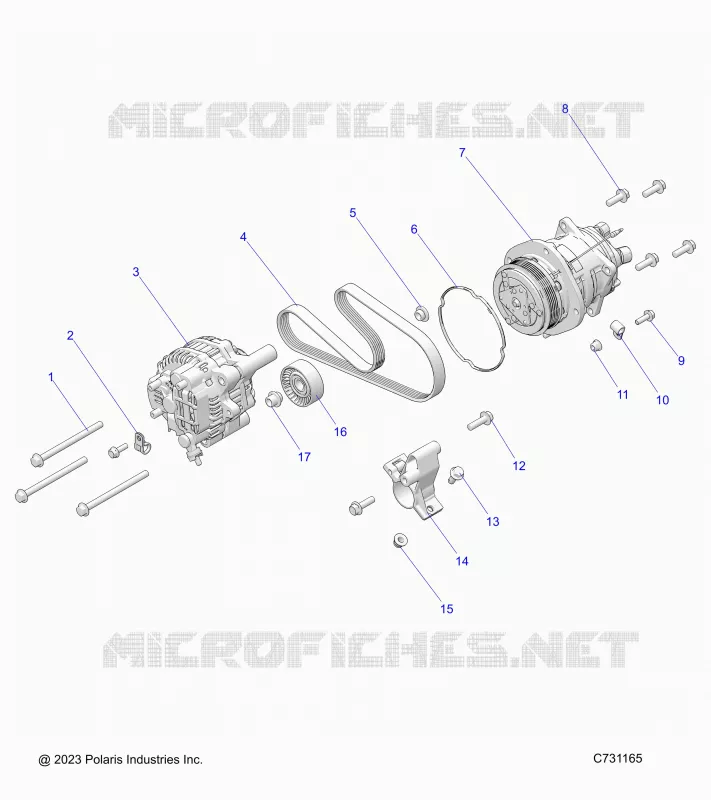 ENGINE, ALTERNADOR AND COMPRESSOR