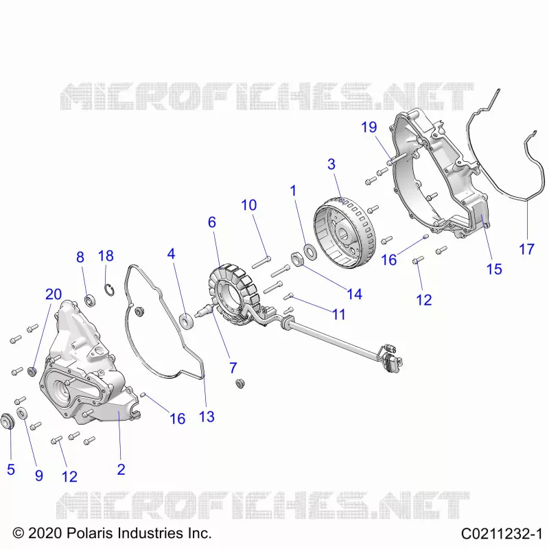 ENGINE, STATOR COVER AND FLYRUEDA